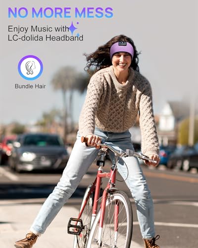 Image of LC-dolidaBluetooth Headband, Headband Headphones Wireless Earphones Built in Speakers for Side Sleepers, Sleeping Headphones Sleep Earbuds Gifts for Men Women Kids Teens