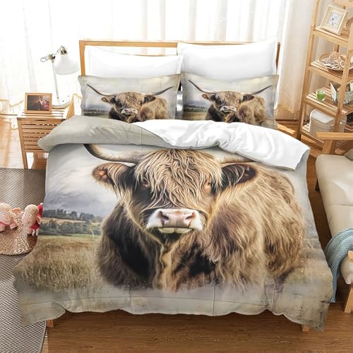 Housse de couette microfibre hypoallergique 260x220 à motif 3D