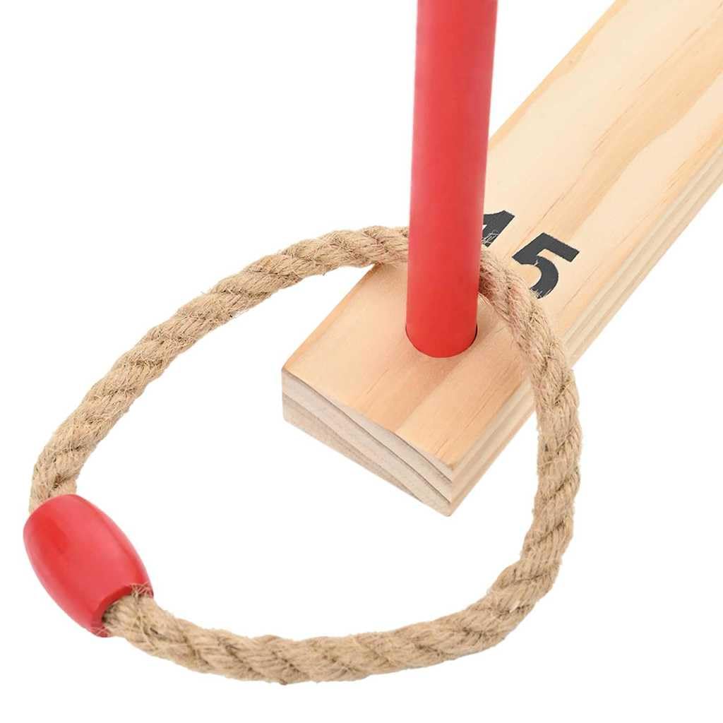 Ringwurfspielset aus massivem Kiefernholz, 41 x 41 x 16 cm, Mehrfarbig, Wurfspiel für drinnen und draußen, fördert Geschicklichkeit, ideal für Garten, Party, Camping, Familienspiel