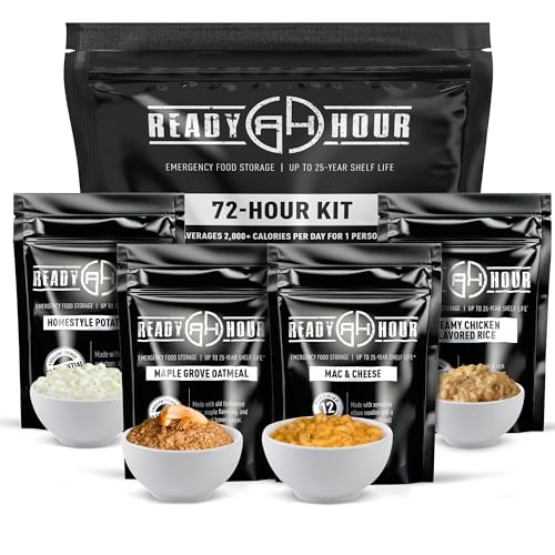 Ready Hour 72-Hour Emergency Food Kit Sample - Survival Meals Variety Pack for Disaster Prep Freeze-Dried/Dehydrated Camping Food Bug Out Bag MRE Alternative Preparedness & Power Outage Supplies