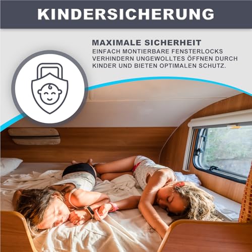 3D-Druck Camper Fenstersicherungen in Schwarz/Einbruchschutz/Verriegelung für Dometic Seitz Fenstergriffe - patentierte Sicherung für Wohnmobil- und Wohnwagenfenster (Typ 5, 2er Set rechts)
