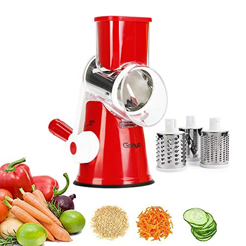 Manual Rotary Cheese Grater - Round Tumbling Box Shredder for Vegetable, Nuts, Potato
