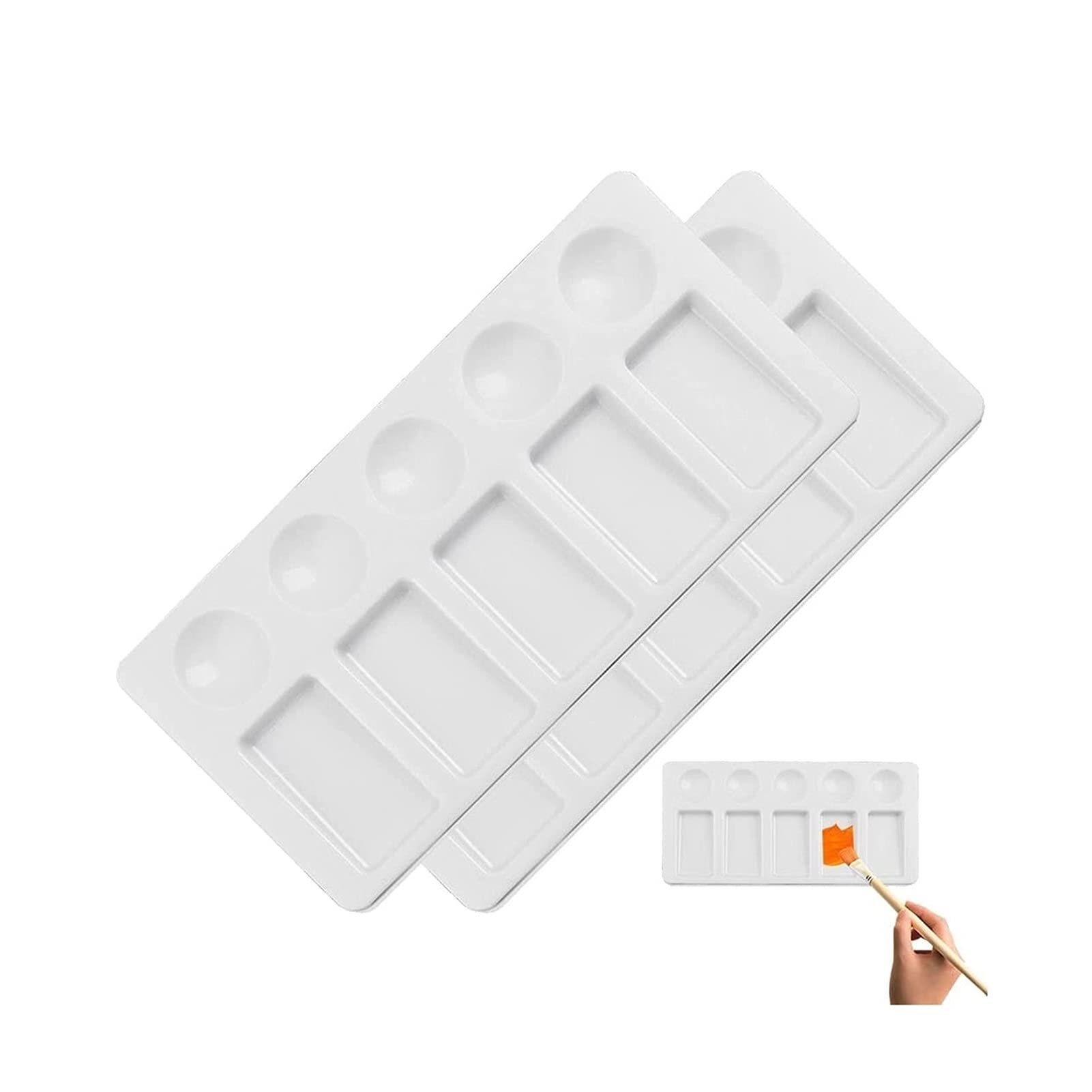 paleta akwarelowa paleta 2-częściowa, prostokątna, mieszana, 10-otworowa płaska paleta do gwaszu i farb olejnych
