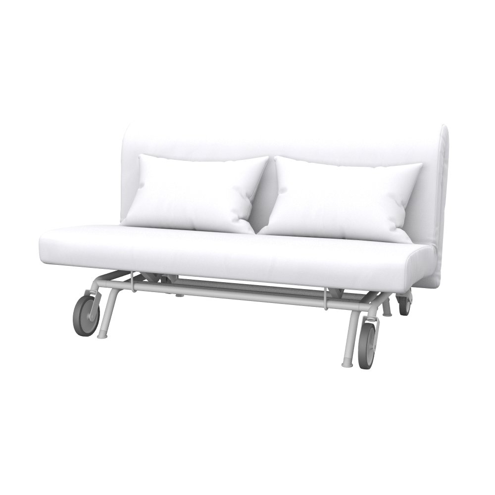 Soferia Ersatzbezug kompatibel mit PS 2er-Schlafsofa – Stoff Vegan Leather White (Kunstleder, sehr strapazierfähig, leicht zu reinigen)
