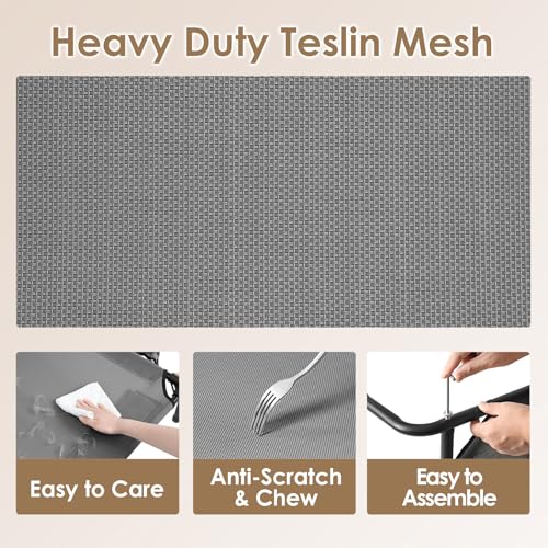 EHEYCIGA Elevated Dog Cot Beds for Large Dogs, Raised Outdoor Dog Hammock, Lifted Pet Platform with Frame and Washable Waterproof Cooling Teslin Mesh and Anti-Slip Feet, 43x26 inch - Image 4