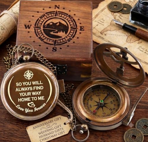 Brújula de Sundial de Latón Personalizada - Regalo de Aniversario - Royalmart miniatura 6