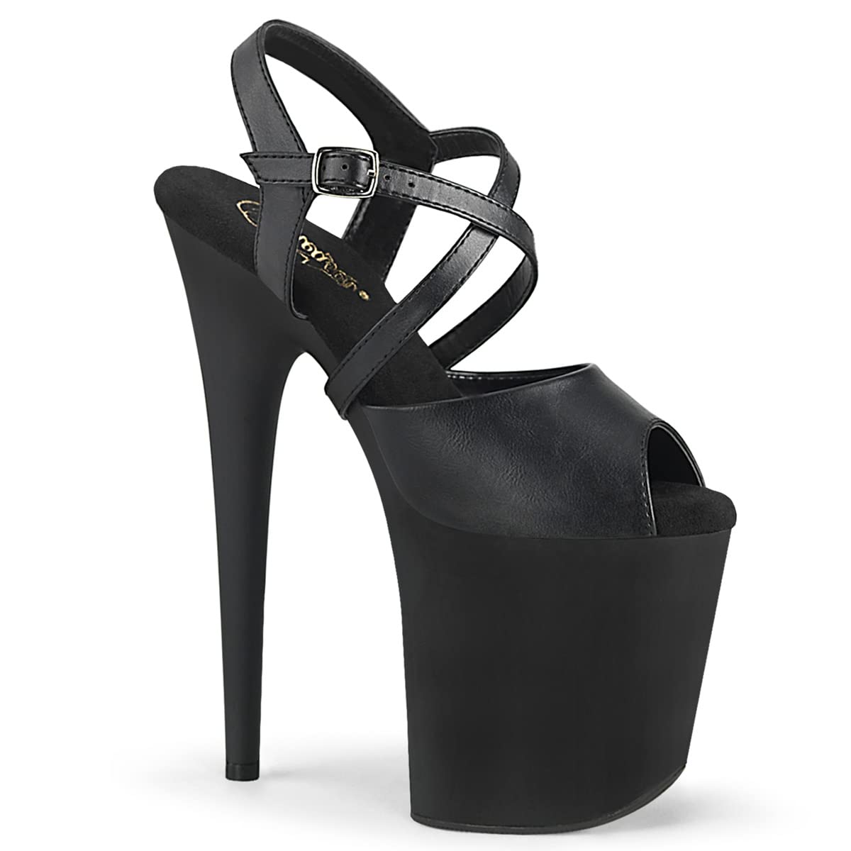 Pleaser FLAMINGO-824 - Piel sintética, color negro mate