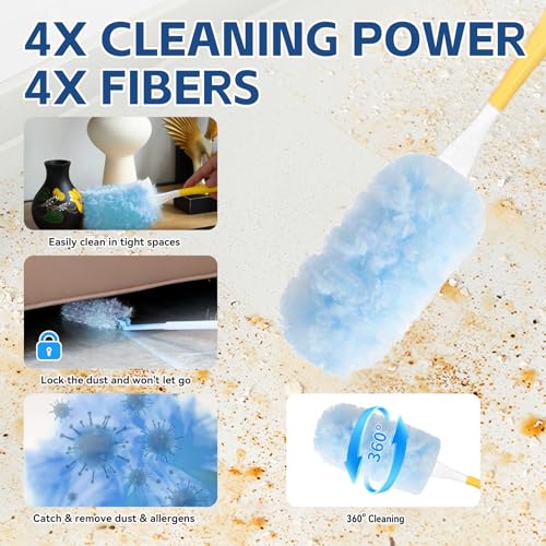 Image of 6 ft Duster Extended Handle with 20 Pcs Duster Refill for Swiffer, Duster with Extension Pole, Heavy Duty Duster Refills Kit for Ceiling Fan Blades, Cleaning, Furniture, Blind, Hard-to-Reach Areas