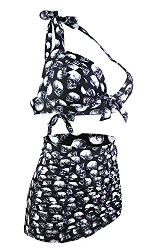 Honeystore Women's Retro 50s Halter High Waist Ruched Bikini Swimsuit2