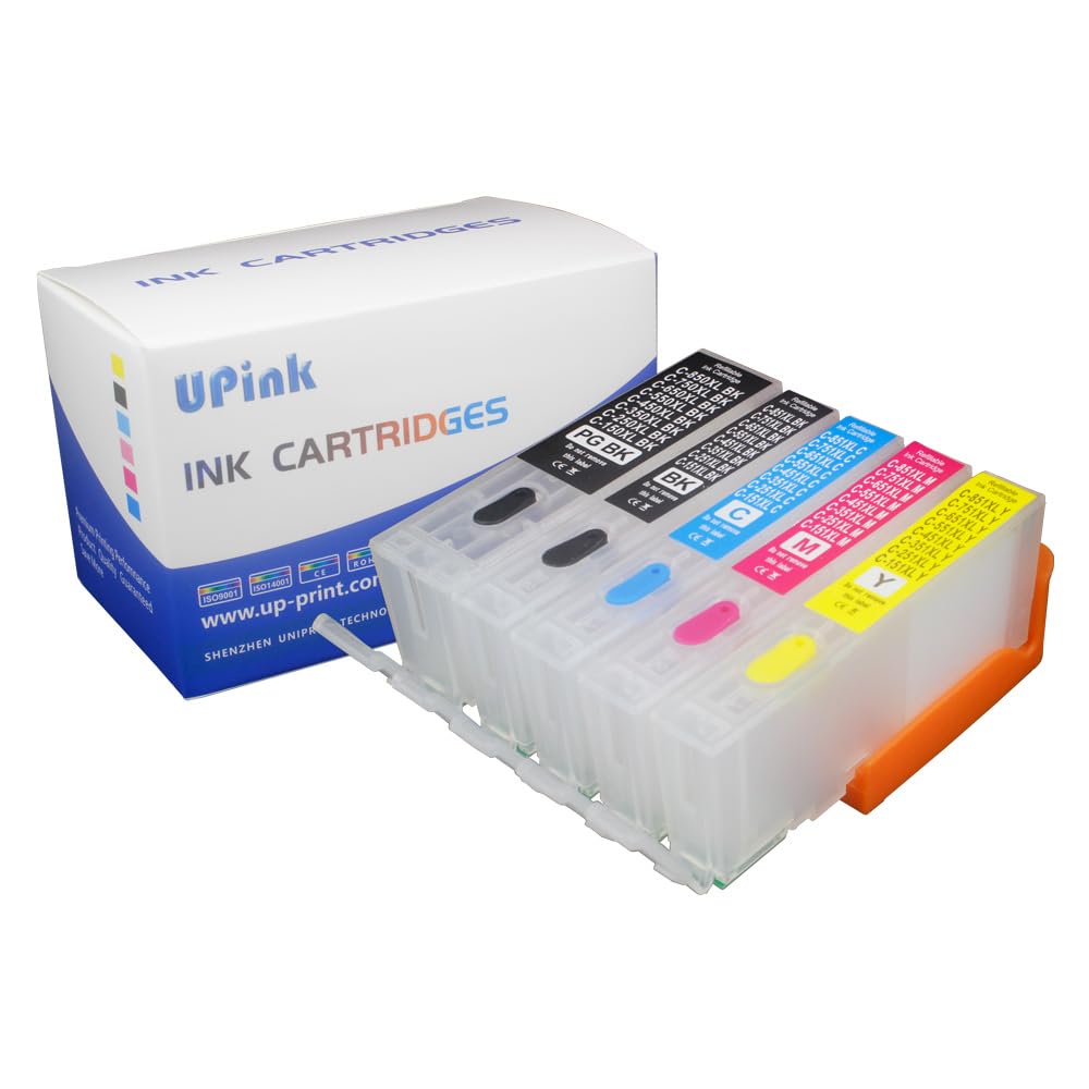 UPink 5 Colors PGI-250 CLI-251 Empty refillable Ink Cartridge Compatible for Canon MG5420 IP7220 MX722 MX922 MG5520 MG6420 MG5620 MG6620 MG5522 iX6820 ip8720 MG7120 MG7520 MG6320 Printer