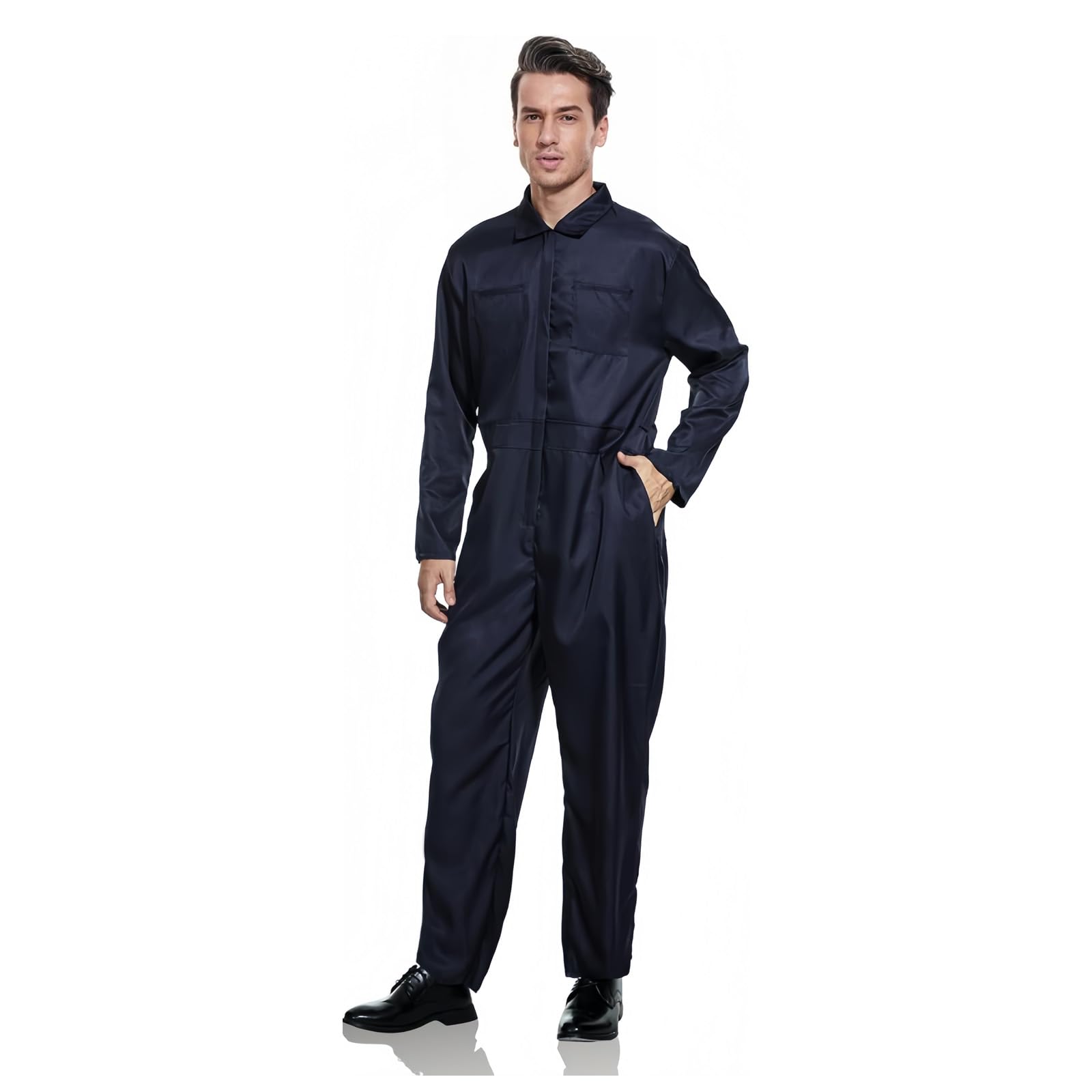 AKFJDLAD Halloween Horror Cosplay Jumpsuit Adult Costume for Men Dark Blue Mechanic Overalls (2XL)