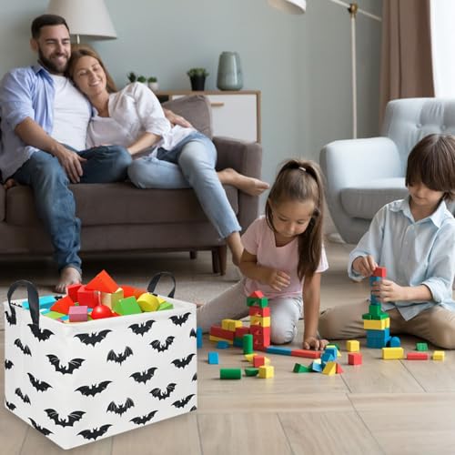 Image of Halloween Batman Basket,Collapsible waterproof storage basket,Batman toy decor,Cute toy storage box Empty for kids,Organizer Containers for Kids Toys,bat room decor(Black bats)
