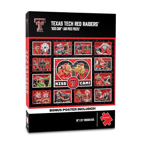 Image of YouTheFan NCAA Texas Tech Red Raiders inchKiss Cam inch 500 Puzzle | 500 Pieces, 15 inch X 20 inch Size, Original Artwork, Humorous Illustrations, Officially Licensed, Fun Fan Gift