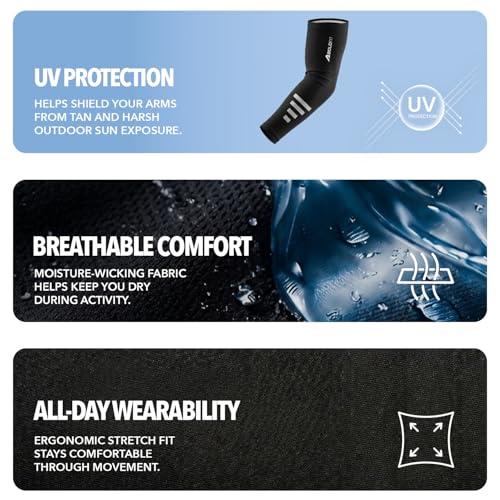 Image of Boldfit Arm Sleeves for Men & Women, UV Protection Hand Sleeve, Breathable MoistureWicking Fabric, Compression Support for Sports, Gym, Cycling & Running, Anti-Slip Comfortable Fit, Durable Arm Covers