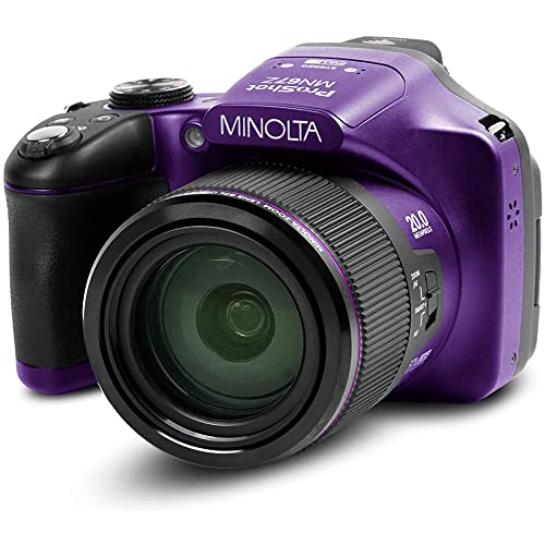 Minolta Mn67Z-Bk 20Mp / 1080P Hd Bridge Digital Camera With 67X Optical Zoom Bundle With Lexar Professional 633X 64Gb Uhs-1 Class 10 Sdxc Memory Card And Deco Gear Camera Bag For Dslr (Purple) #TOP1