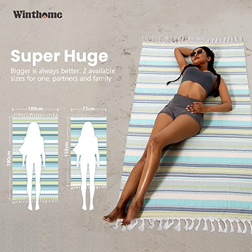 Winthome Oversized 100% Bamboo Cotton Turkish Beach Towel Pink 71''X39''Quick Dry, Lightweight, Travel Towel For Adults Ideal Swim Towel Beach Gifts For Women #TOP5