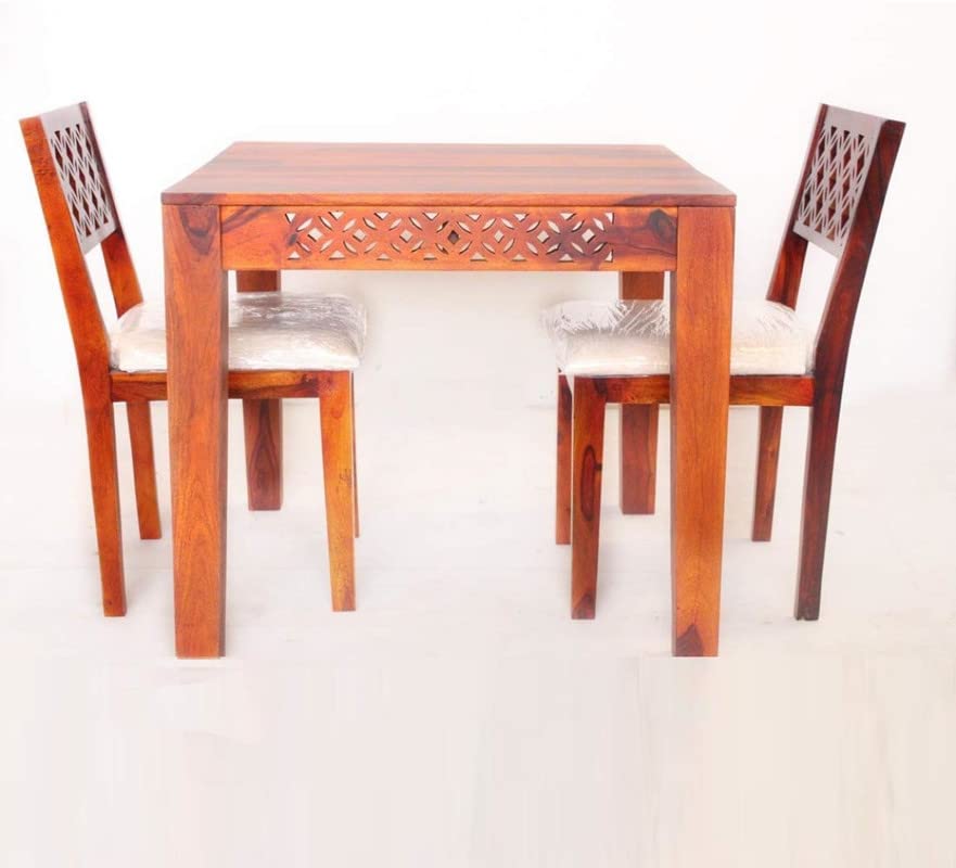 GM CRAFT Solid Sheesham Wood Two Seater Dining Set for Dining Room Restaurant Hotels Cafe | Wooden Dining Set | Sheesham Wood Dining Set |03