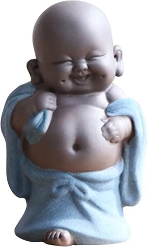 Feliz sonriente Maitreya Buddha estatua de adorno de mesa de té, decoración de escritorio, Acción de Gracias, Navidad, regalo de porcelana roja