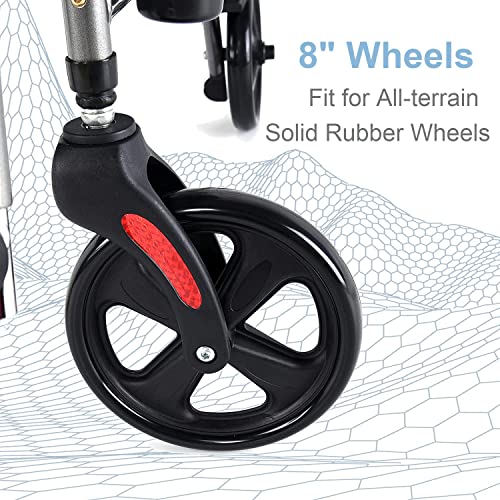 2 In 1 Rollator Walker For Seniors, Lightweight Rollator ​Folding Transport Wheelchair Rolling Walker With Seat & Bag ​Reversible Backrest Detachable Footrests #TOP5