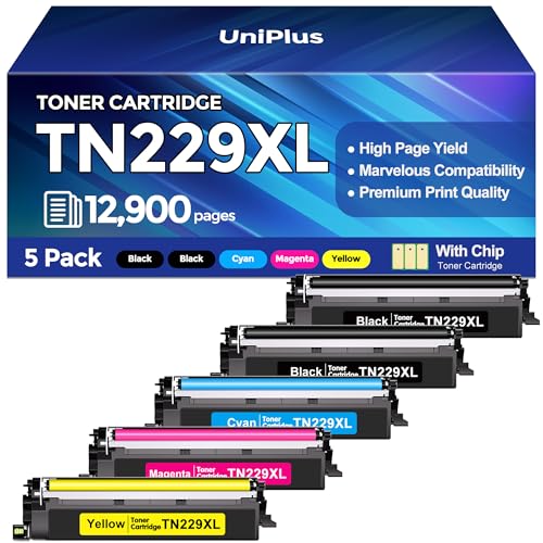 TN229XL Toner Cartridges 5 Pack (12900 Pages) Compatible with HL-L3280CDW MFC-L3780CDW for Brother TN229XL TN229 Toner Work with HL-L3220CDW L3295CDW L3300CDW L8245CDW MFC-L3720CDW L3765CDW L8395CDW