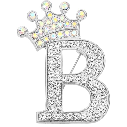 Image of PATIKIL Letter Brooch Pins, Crown Initial Rhinestone Alphabet Letter Lapel Badges Pin for Women Suits