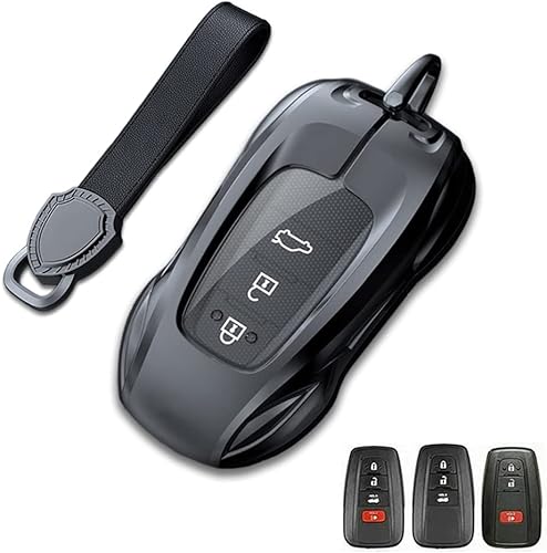 Miniatura 9 de Funda de metal de aleación de zinc para llavero de automóvil, compatible con Toyota Camry RAV4, Highlander, Avalon, C-HR, Prius, Corolla 2018-2022,