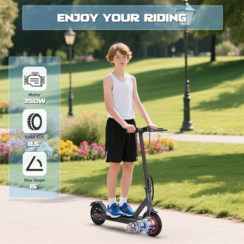Image of WERHY Foldable Kids Electric Scooter, 350W Motor, Max 12 /16Miles Long Range, 19 MPH Max Speed, 8.5 inch Solid Tire, Lightweight Foldable E-Scooter with Dual Braking, Digital Display, Cruise Control