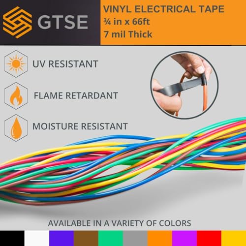Image of GTSE Electrical Tape - Waterproof, Industrial Grade Vinyl, 3 /4 in x 66ft- Strong Self-Adhesive PVC Electric Tape for Wire Insulation, 7 Mil, 600V - UL /CSA Listed - Orange, 3 Rolls