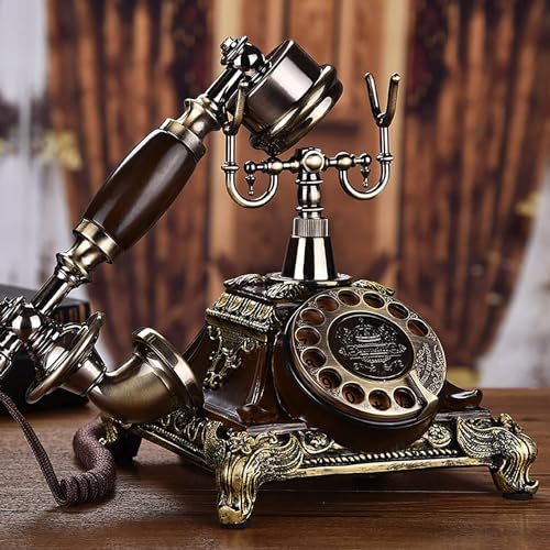 Image of Earwig Antique Vintage Phone, Rotary Dial Retro Old Fashioned Landline Telephone for Home Office Cafe Bar Decor,European Style Landline Telephone Decor Collectors