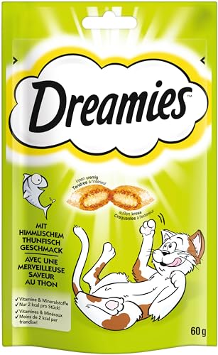 Dreamies Klassiker Katzensnacks mit Thunfisch – Traumhaft knusprige Taschen mit zarter Füllung – 6 x 60g