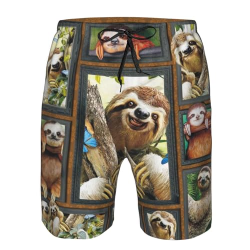 3D Sloth Mens Swim Trunks Quick Dry Casual Lightweight Drawstring Board Shorts with Pockets Cool Mesh Lining4