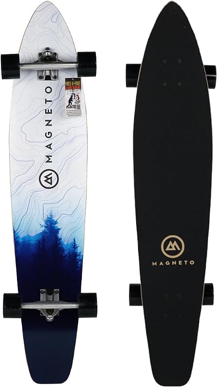Monopatín Longboard Magneto Kicktail Cruiser de 44 pulgadas | Cubierta de bambú y arce duro | Hecho para adultos, adolescentes y niños