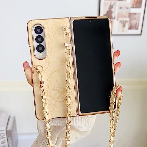 Coque Samsung Galaxy Z Fold 4 de luxe galvanisée avec chaîne élégante