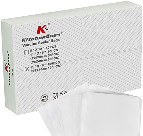 Vacuum Sealer Bags - Food Vacuum Bags - 100pcs 28 x 40cm | BPA-Free | Heavy Duty Embossed | for Vacuum-Sealer Food-Saver and Sous Vide Cooking by KitchenBoss