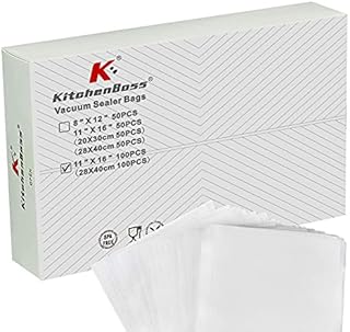 Vacuum Sealer Bags - Food Vacuum Bags - 100pcs 28 x 40cm | BPA-Free | Heavy Duty Embossed | for Vacuum-Sealer Food-Saver and Sous Vide Cooking by KitchenBoss