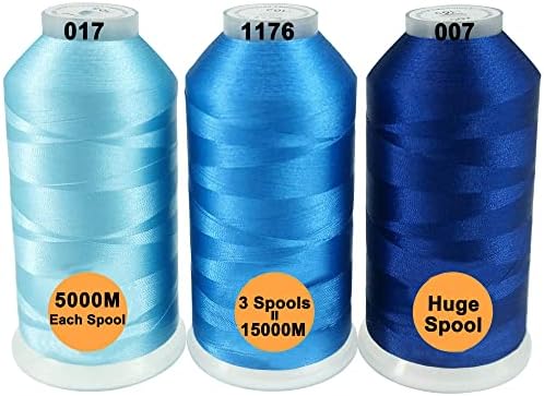 New brothread Set of 2 (White + Black) Polyester Machine Embroidery Thread Huge Spool 5000M for All Embroidery Machines