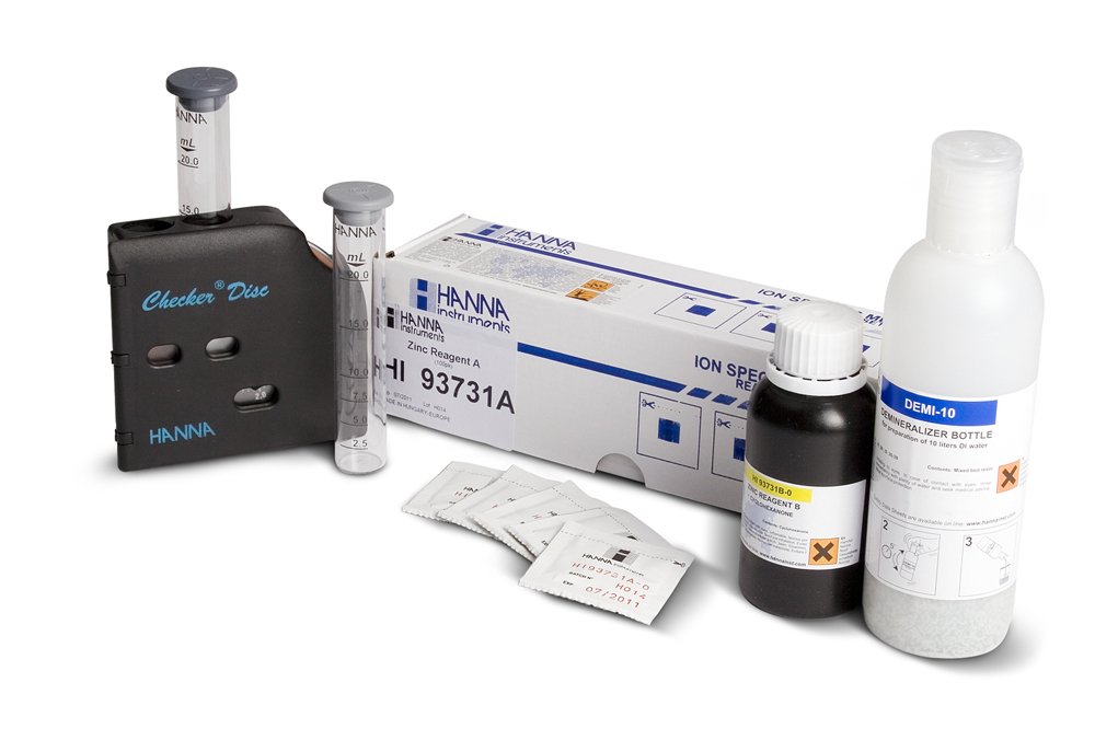 Hanna Instruments HI38076 Zinc Test Kit with Checker Disc, For 100
