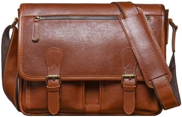 Retro Men's Shoulder Bag Crossbody Genuine Leather Large Capacity Computer