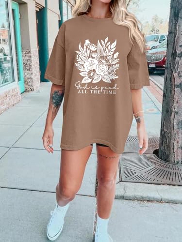 Oversized Tshirts for Women Flower Graphic Tees Short Sleeve Shirts 2025 Summer Casual Loose Fit Beach Tops3