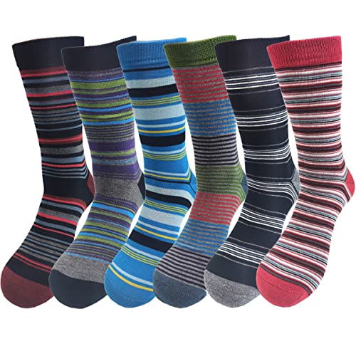 Lavencious Mens Black and Multi-Color Dress Socks, Viscose Fiber Crew Socks for Men Socks Size 10-13, 5/6 Pairs