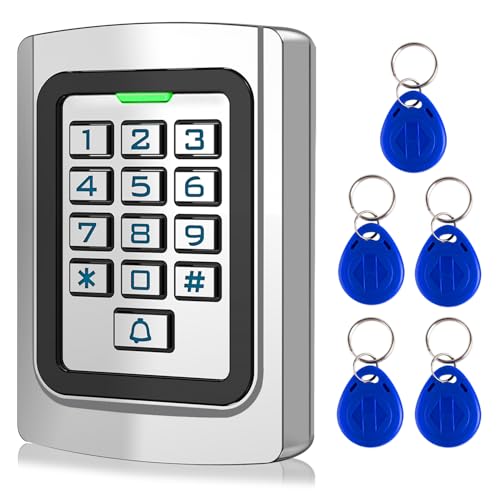 Universal Wired Access Control Keypad 12V DC Metal Door Keypad PIN Code & ID Card Key pad IP68 Waterproof 2000 Users for Garage Door Gate Opener Magnetic Lock and Access Control Systems
