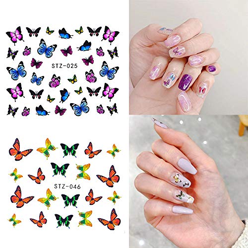 30 Sheets Butterfly Nail Art Stickers For Acrylic Nails Water Transfer Decals For Women Nail Art Design Sticker Manicure Tips Wraps Decorations Kit #TOP2