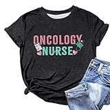 Damen T-Shirt für Onkologie-Krankenschwestern - Oberteil mit Oncology Nurse Spruch und Stethoskop-Herz | Statement Shirt für Pflegekräfte in der Krebsmedizin