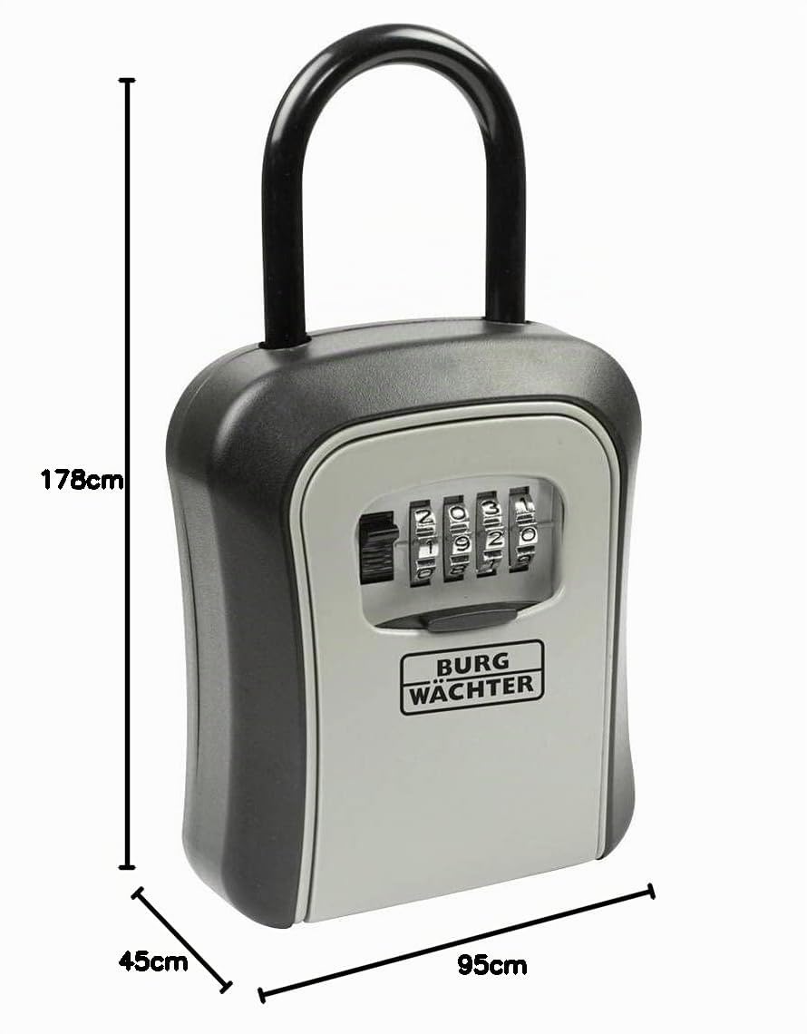 BURG-WÄCHTER Cassaforte per chiavi con arco rimovibile, Key Safe 50 SB, Zinco pressofuso, Nero/Grigio