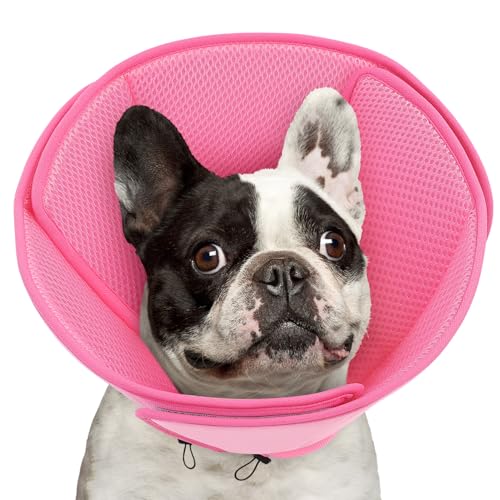 Image of Queenmore Soft Dog Cone Collar, Comfortable Dog Cones for Medium Dogs /Cats | Cone for Dogs to Stop Licking After Surgery, Comfy Cone for Dogs, Neuter Recovery Ecollars of Shame Alternatives, Pink,M