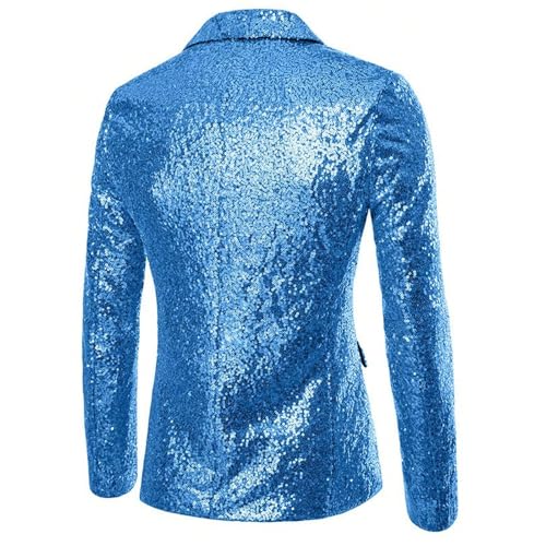 Sequin Blazer for Men Lapel One Button Shiny Sparkly Dress Coat Trendy Slim Performance Party Dinner Prom Suit Jacket2
