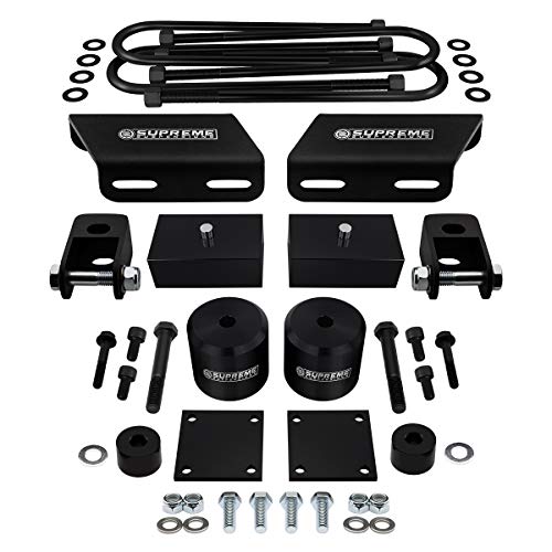 Supreme Suspensions - 3" Front + 2" Rear Lift Kit for 2008-2016 Ford F250 / F350 4WD/Overloads Full Suspension Lift Kit w/ Bump Stop Spacers & Brake Line/Sway Bar/Shock Mount Relocation Brackets