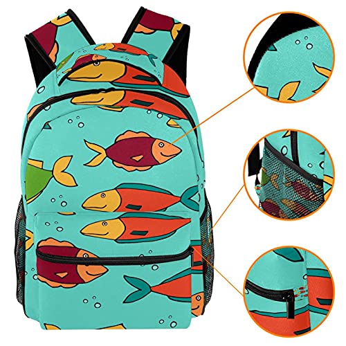 Sac à dos de voyage enfant poisson bleu léger avec compartiment bouteille eau - 3