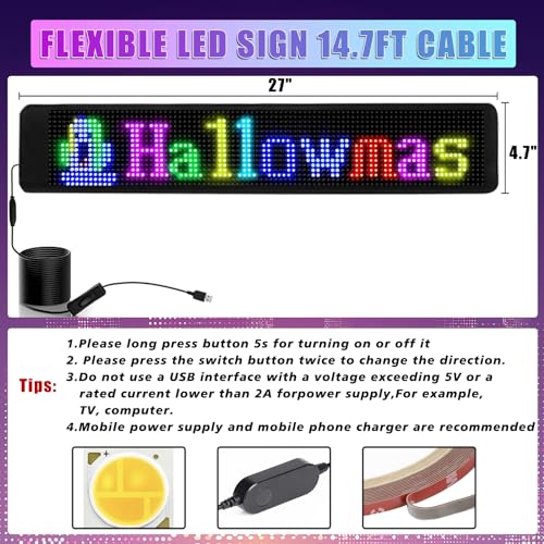 Programmable LED Sign Scrolling (27''x5'') LED Sign for Business & Store Signs Automotive - Scrolling Huge Bright Advertising LED Signs Bluetooth APP Control, Custom Display with Text, Graffiti & Animations - Thumbnail 3