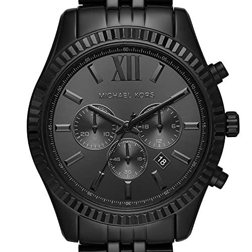 Image of Michael Kors Lexington Chronograph Stainless Steel Watch, Blackout, Dress Watch